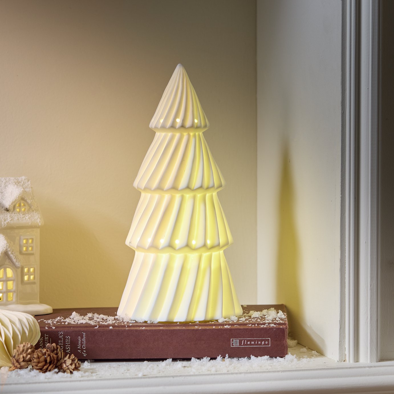 Argos Home White Light Up Christmas Tree Table Decoration 