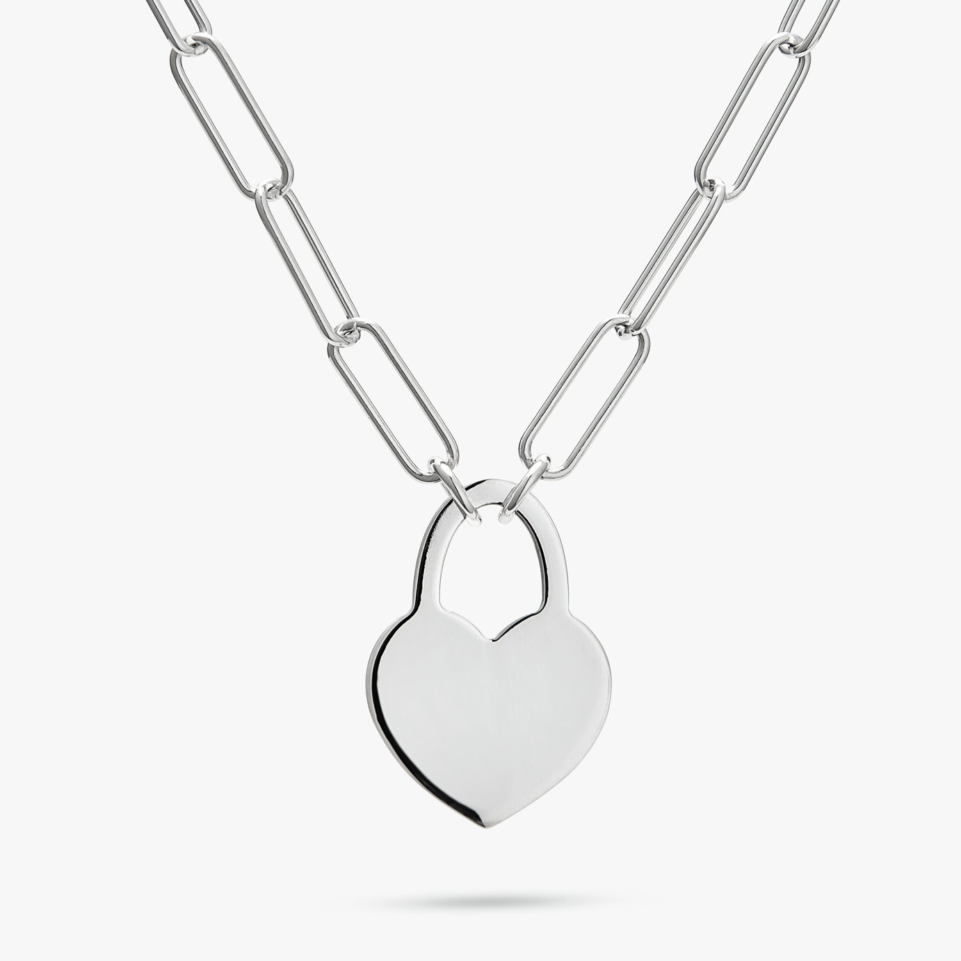 Revere Heart Padlock Pendant On Paperlink Chain 