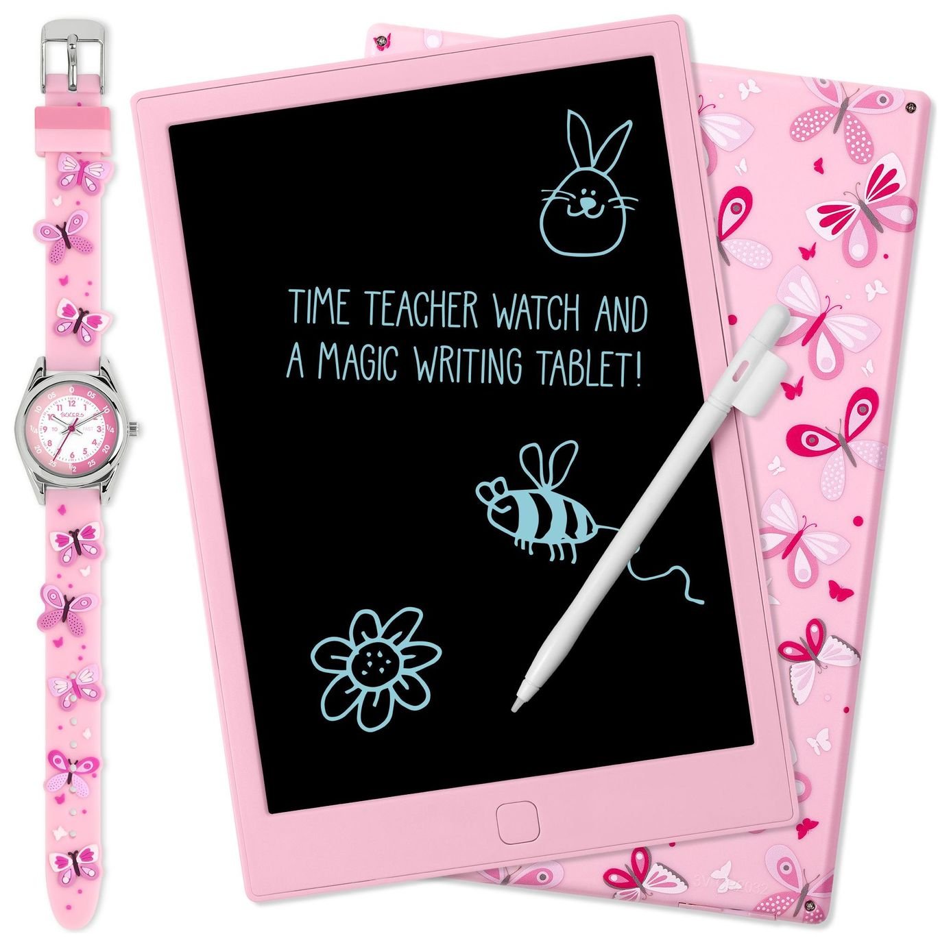 Tikkers Kid's Pink 3D Butterfly Drawing Pad & Watch Set
