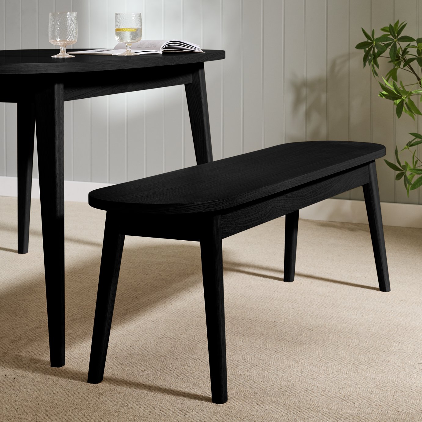 Habitat Etta 3 Seater Dining Bench - Black