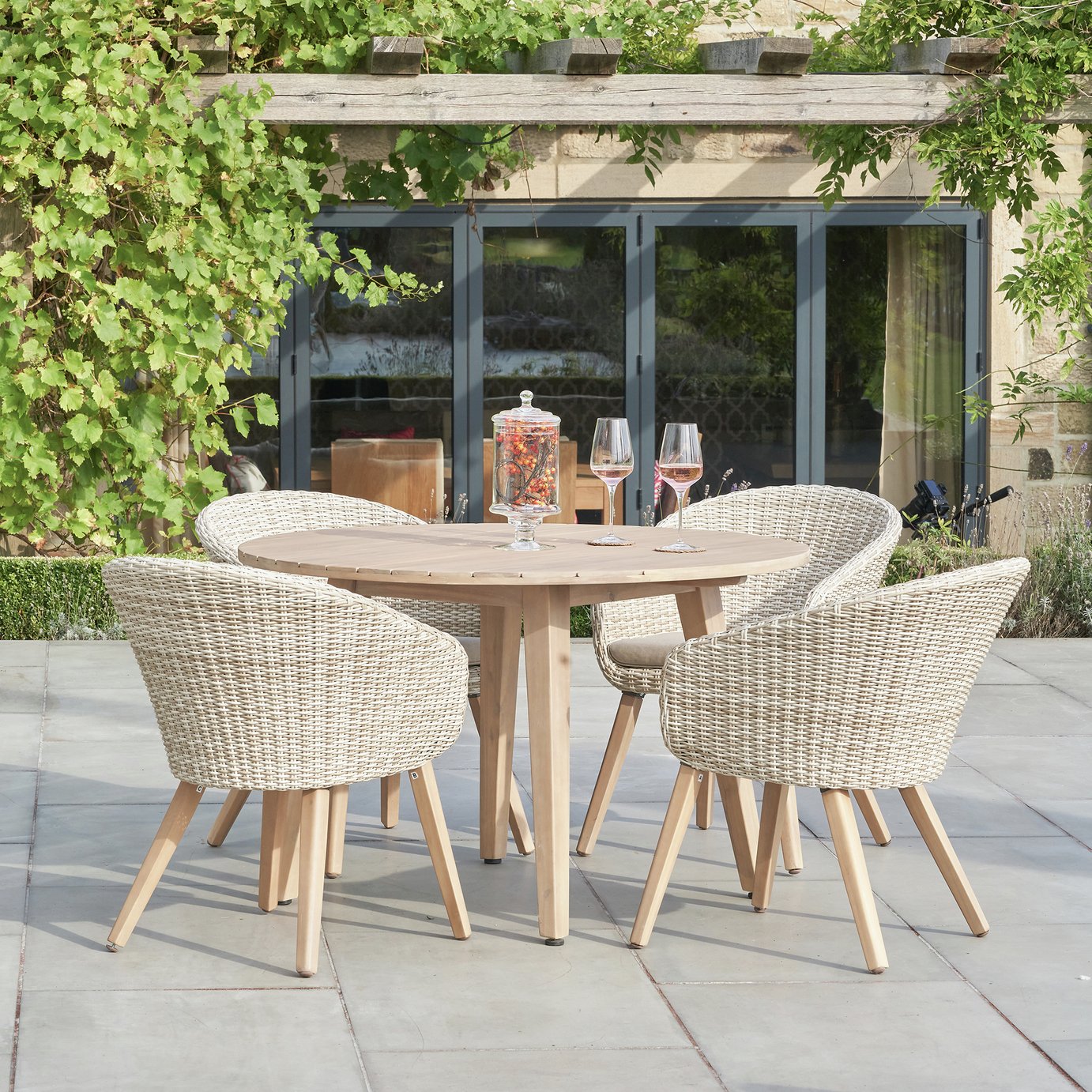 Pacific Cabon 4 Seater Rattan Effect Patio Set - Natural