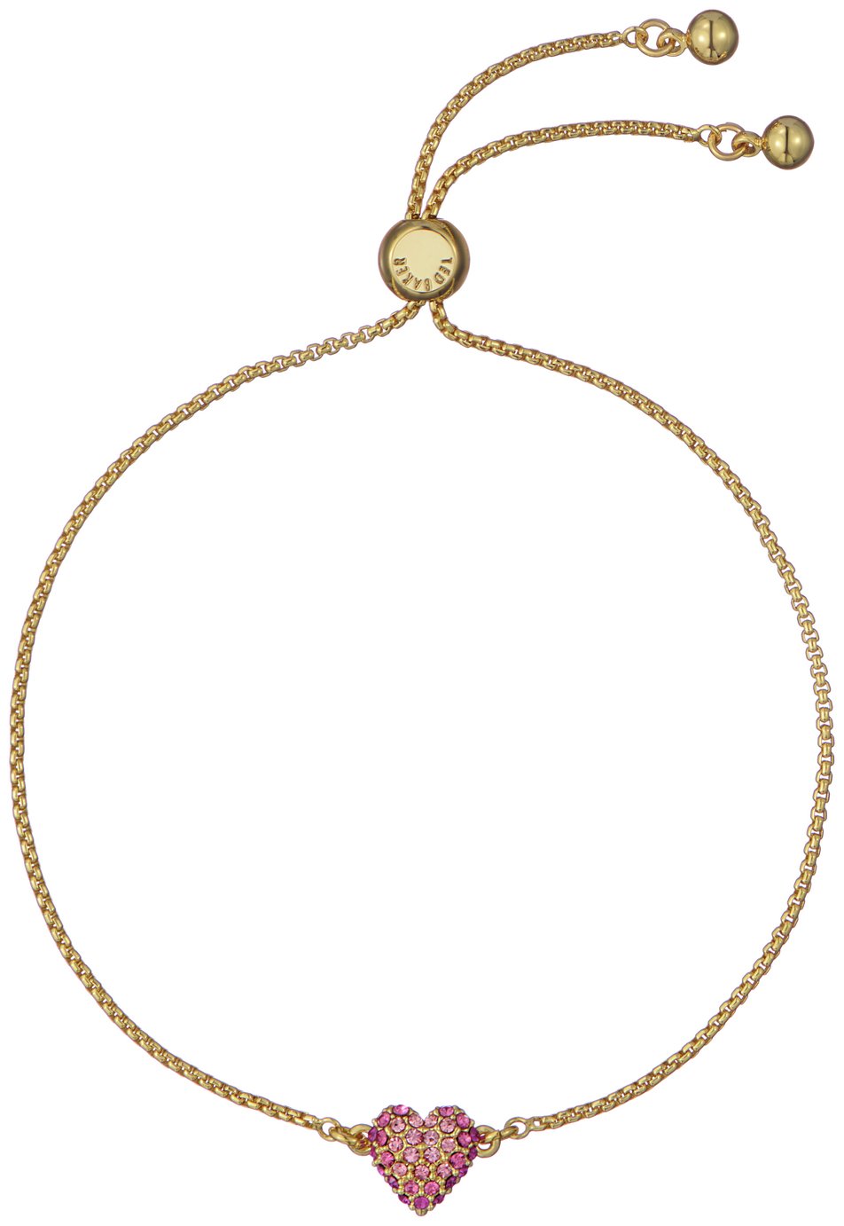 Ted Baker Gold Plated Pink Crystal Heart Adjustable Bracelet