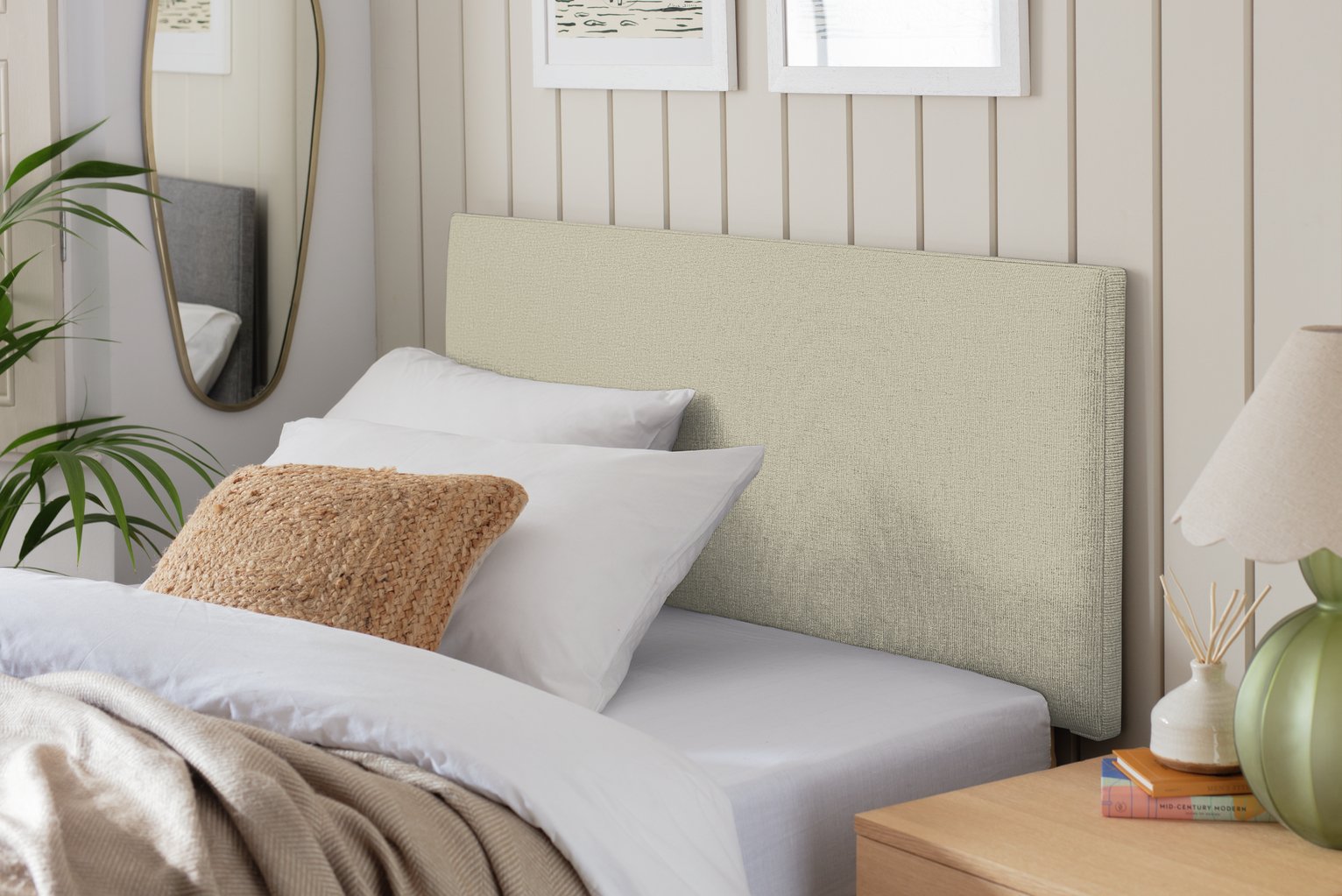 Argos Home Elmdon Fabric Double Headboard - Natural