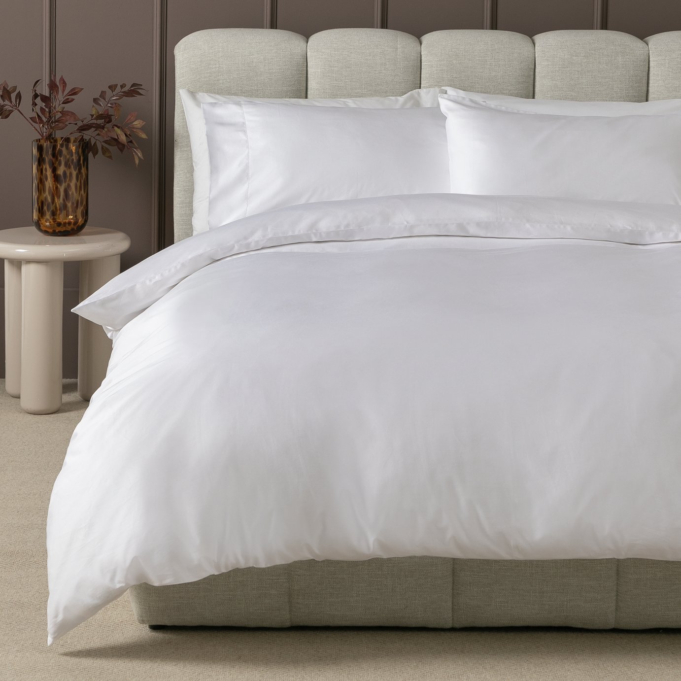 Habitat Cotton 400 TC Stitch Detail White Bedding Set
