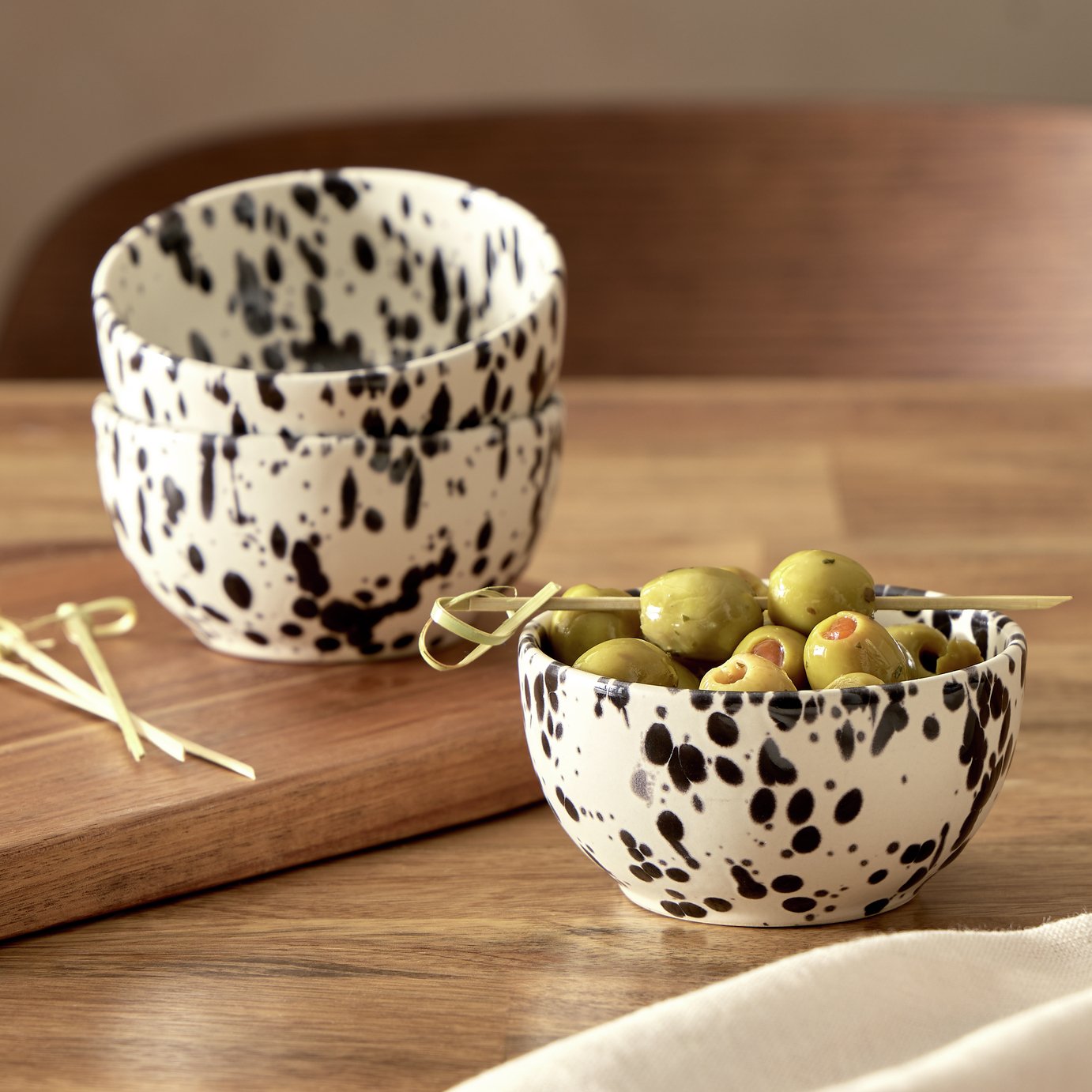 Habitat Jackson 3 Piece Nibble Bowls - Black