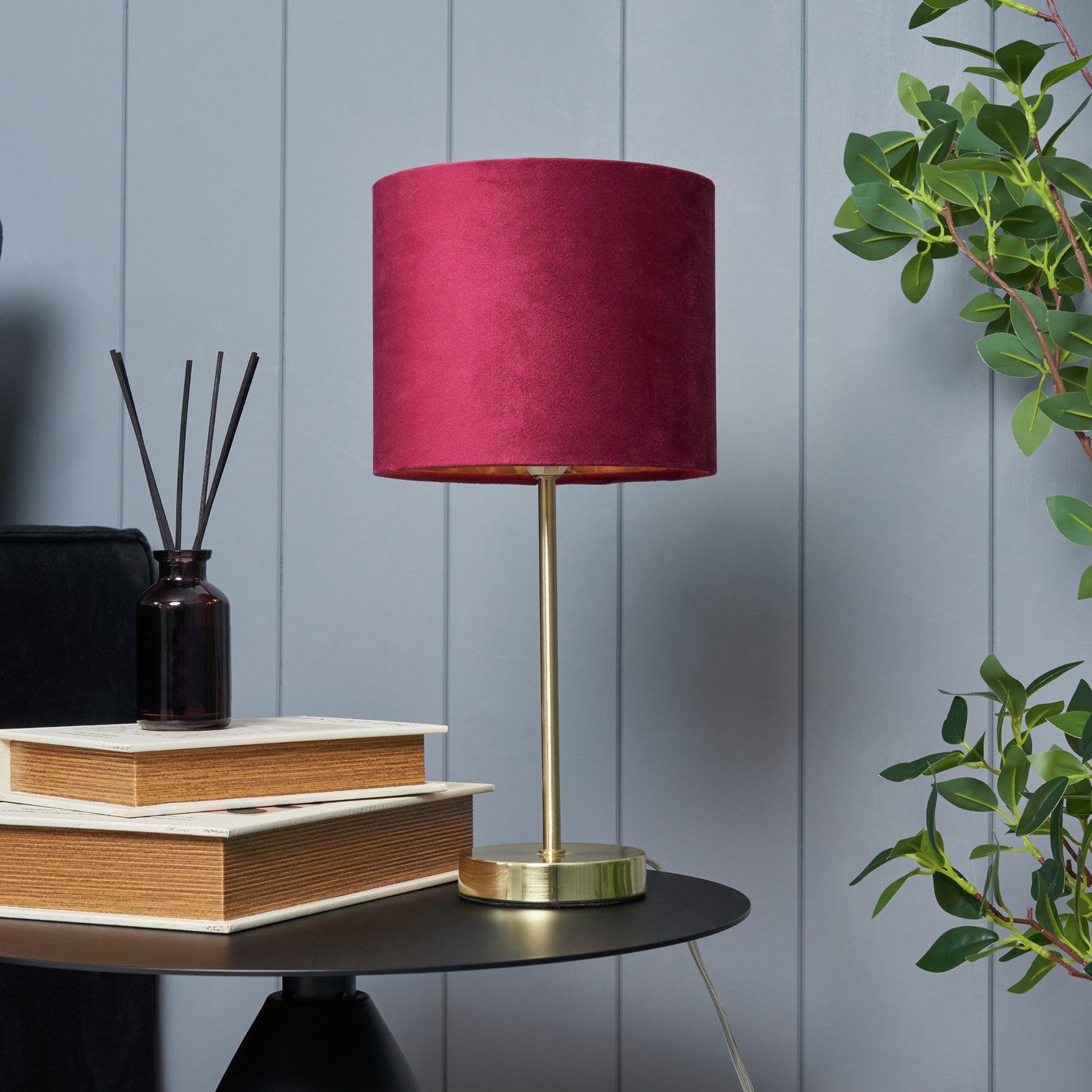 BHS Vera Velvet Steel Table Lamp