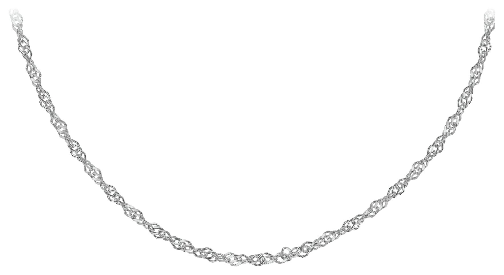 Revere 9ct White Gold Twisted Curb 18 Inch Necklace