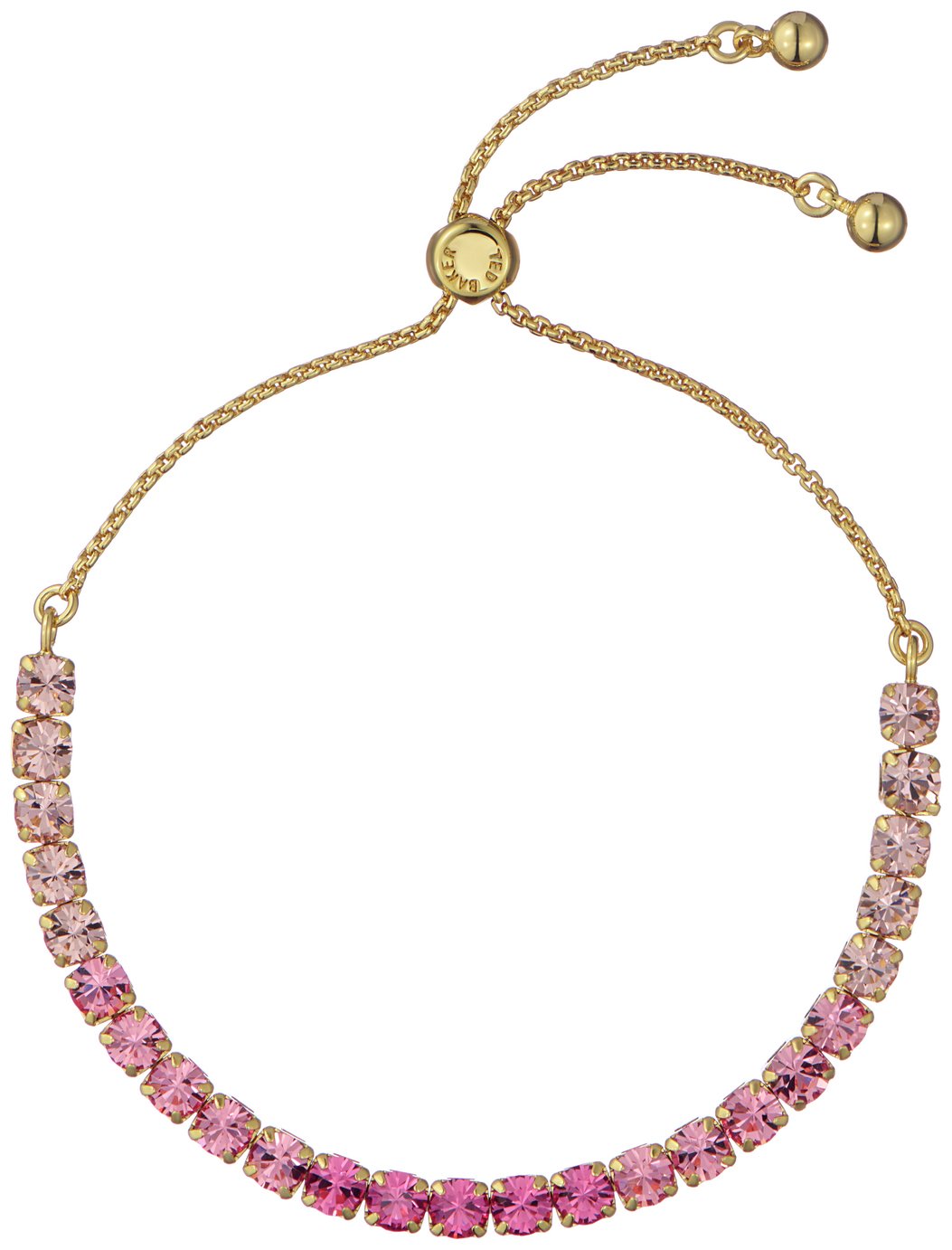Ted Baker Gold Plated Pink Crystals Adjustable Bracelet