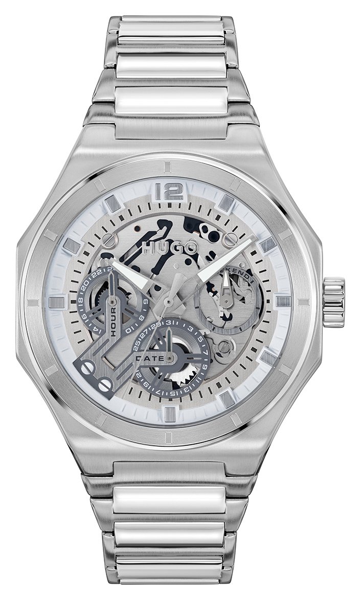 HUGO Men's Silver Colour Grail Skeleton Bracelet Watch