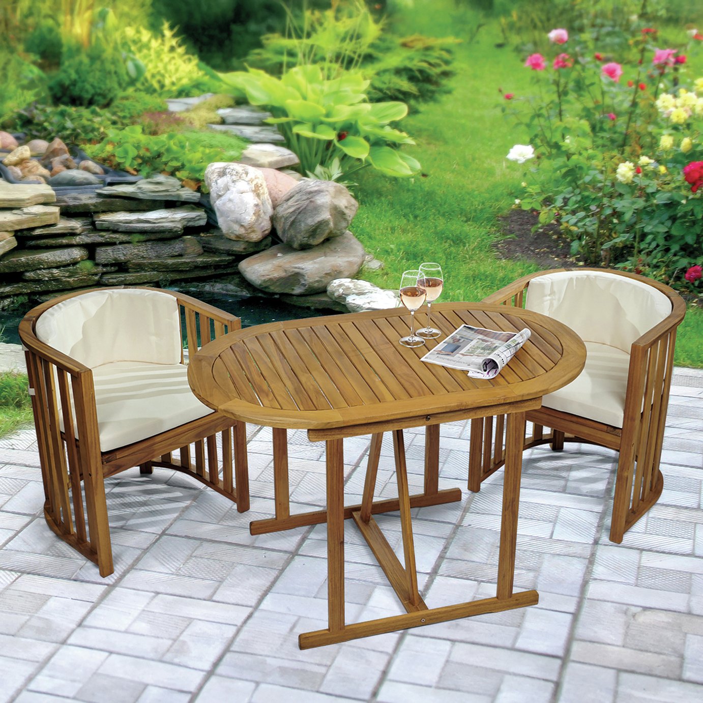 Greenhurst Chiltern 2 Seater Wooden Garden Bistro Set 