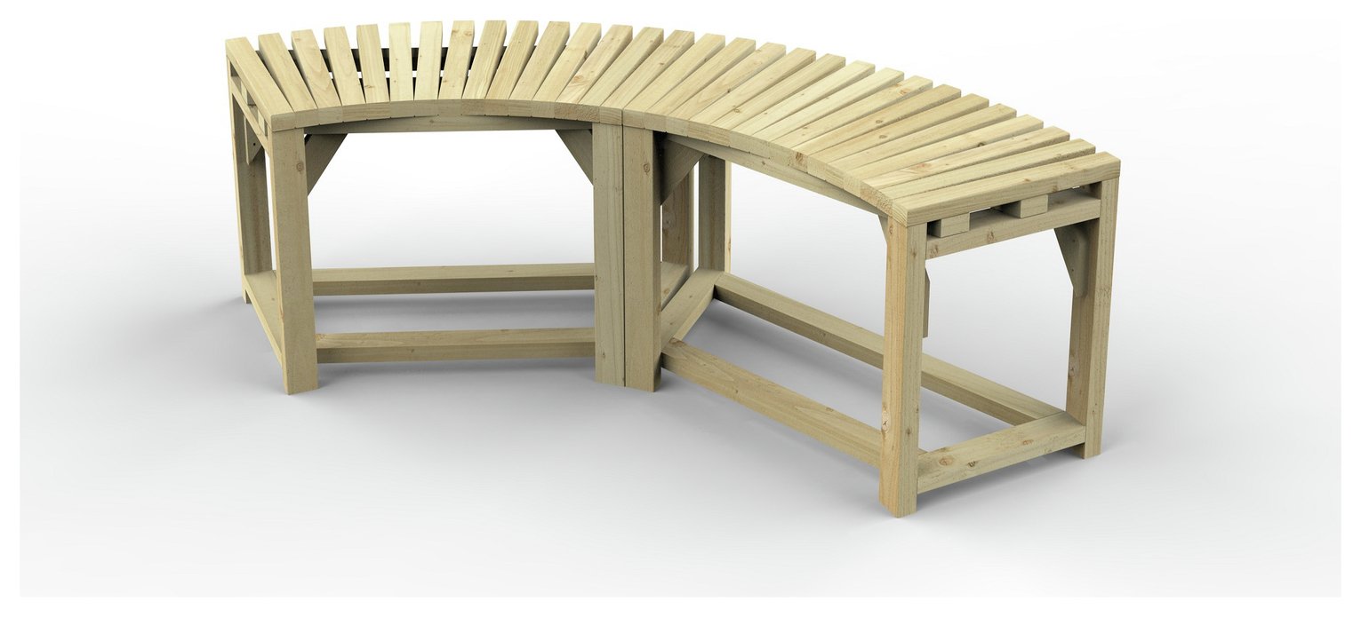 Forest Garden 2 Seater Wooden Garden Firepit Bench - Natural