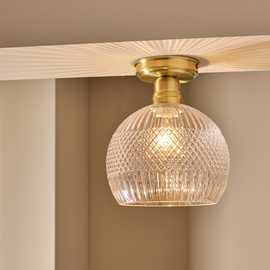 Habitat Perses Cut Glass Flush to Ceiling Light - Brass