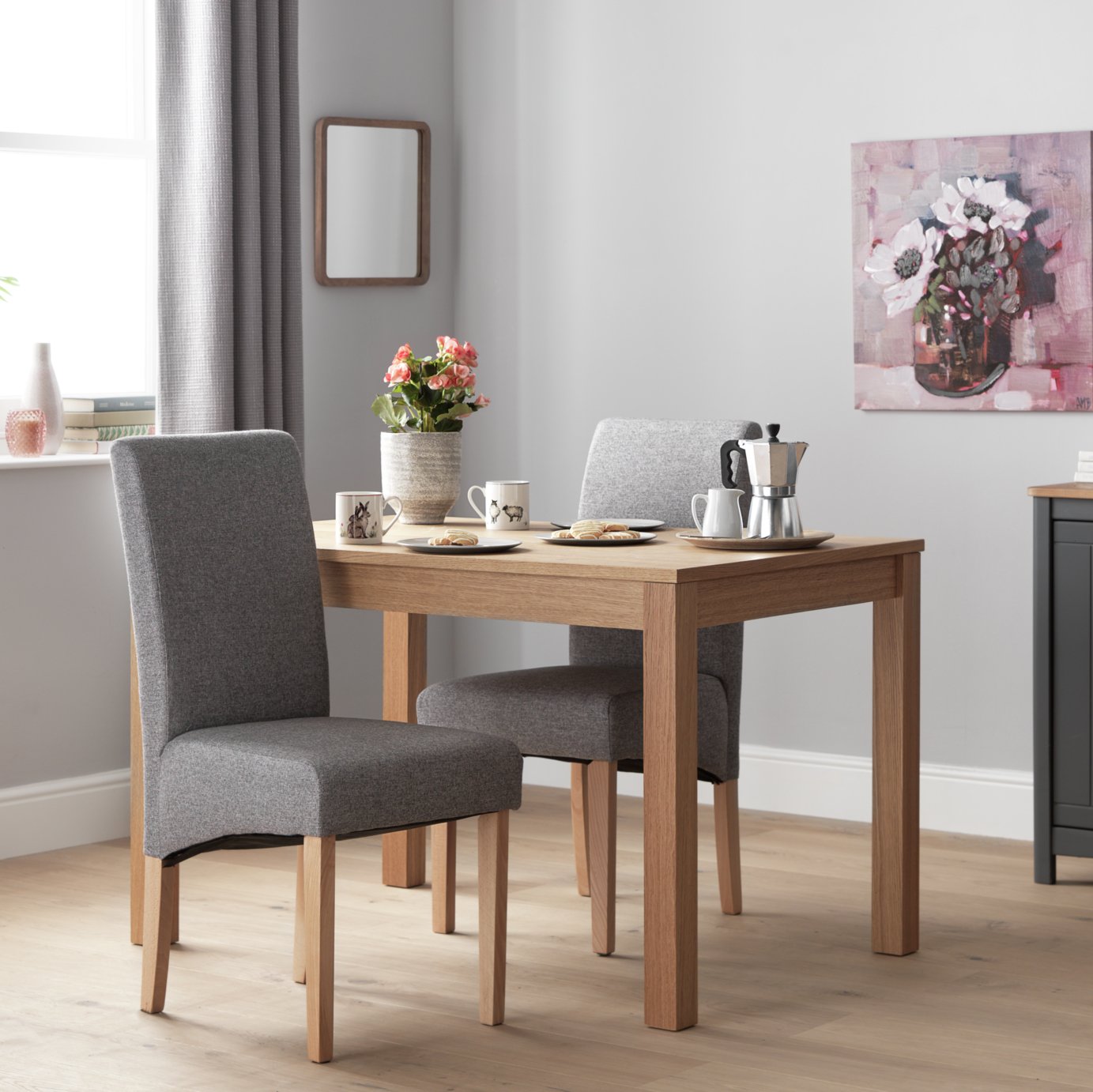 Argos Home Pair of Midback Skirt Tweed Fabric Dining Chairs