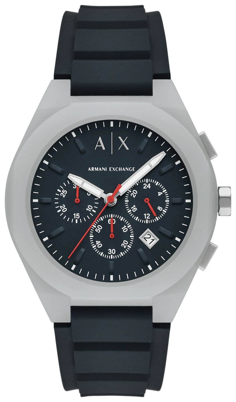 Armani Exchange Men's Charcoal Dial Silicone Strap Watch