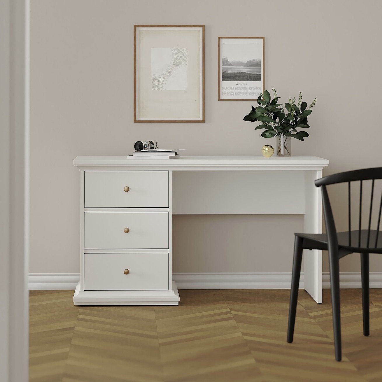 Tvilum Paris 3 Drawer Office Desk - White