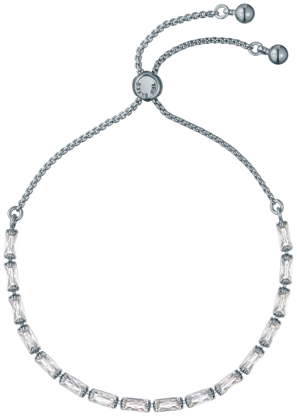 Ted Baker Silver Plated Crytal Baguette Adjustable Bracelet
