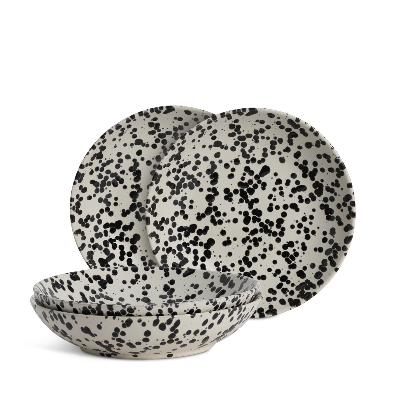 Habitat Jackson 4 Piece Stoneware Pasta Bowls - Black