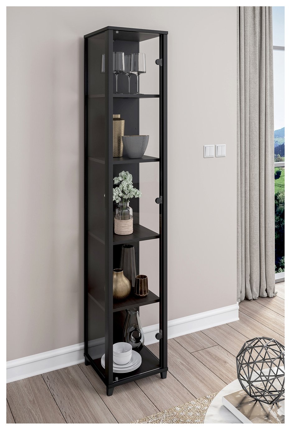 Argos Home Optima 1 Door Narrow Glass Display Cabinet