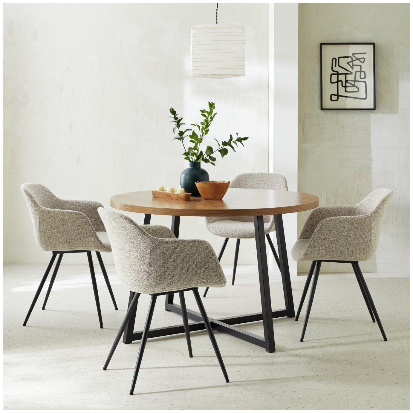 Habitat Nomad Oak Black Dining Table & 4 Chairs