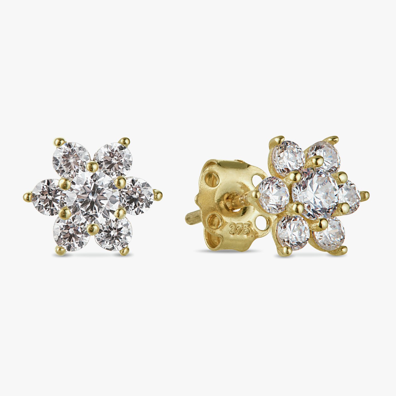 Revere 9ct Yellow Gold Flower Stud Earrings