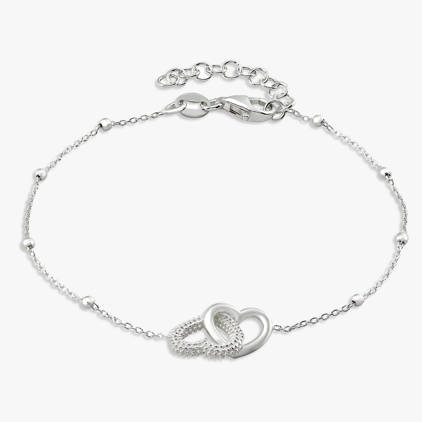 Revere Sterling Silver Interlinked Heart Bracelet