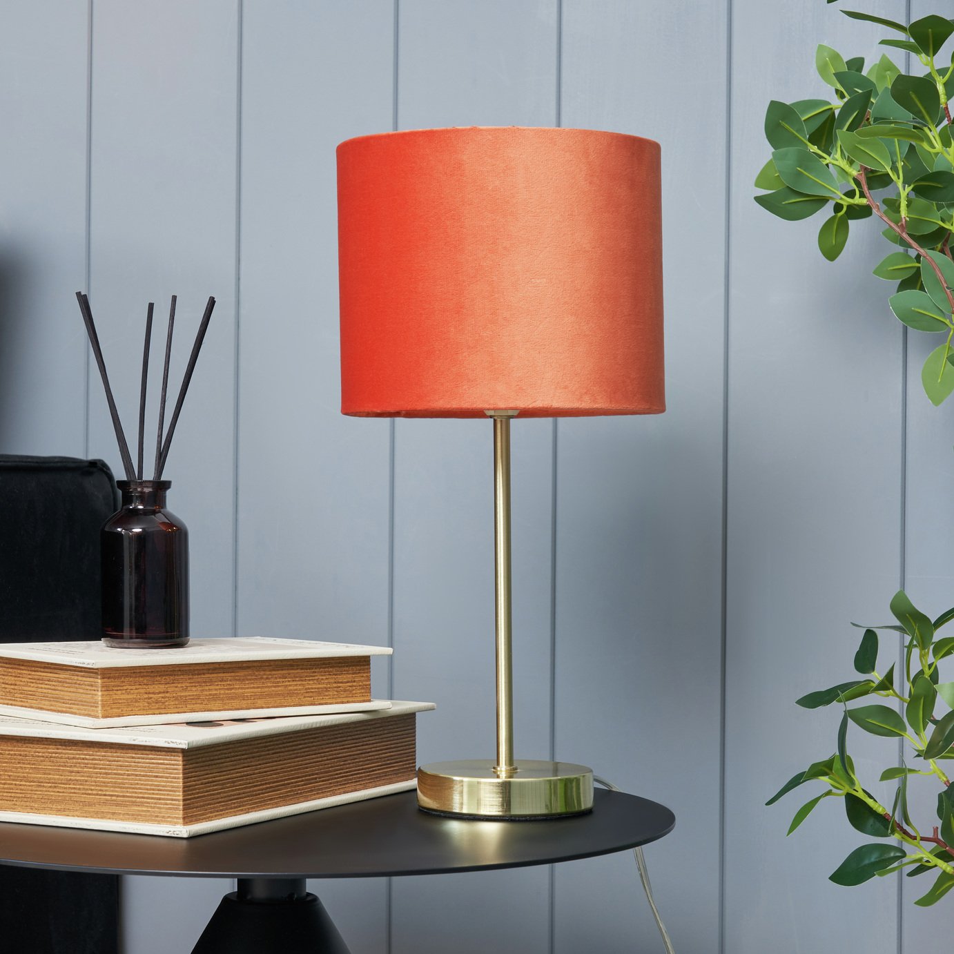 BHS Vera Velvet Steel Table Lamp