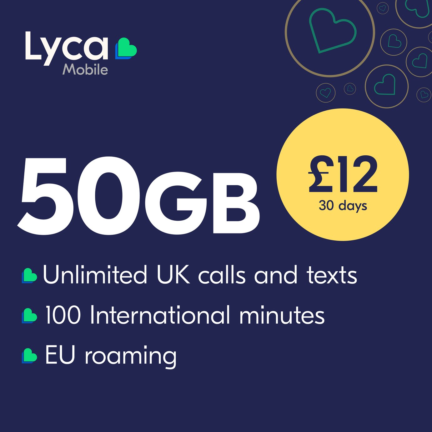 Lyca Mobile 50GB Pay As You Go SIM Card