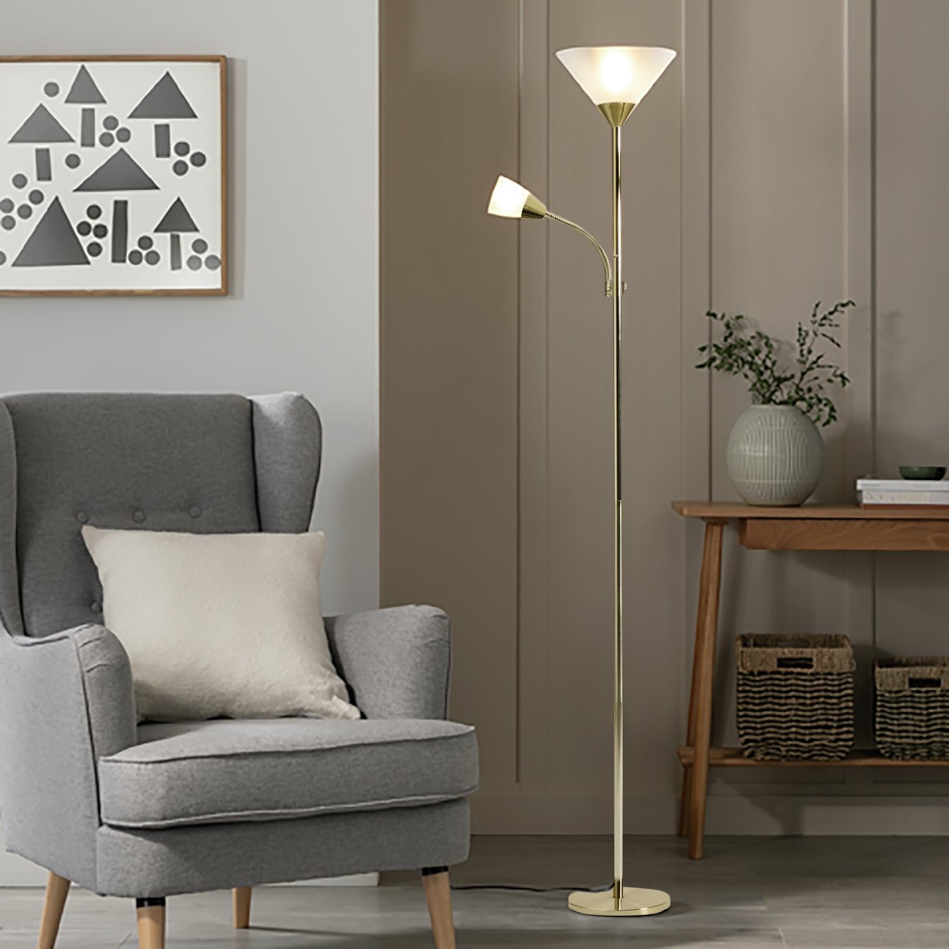 Argos Home Father and Child Floor Lamp - Brass