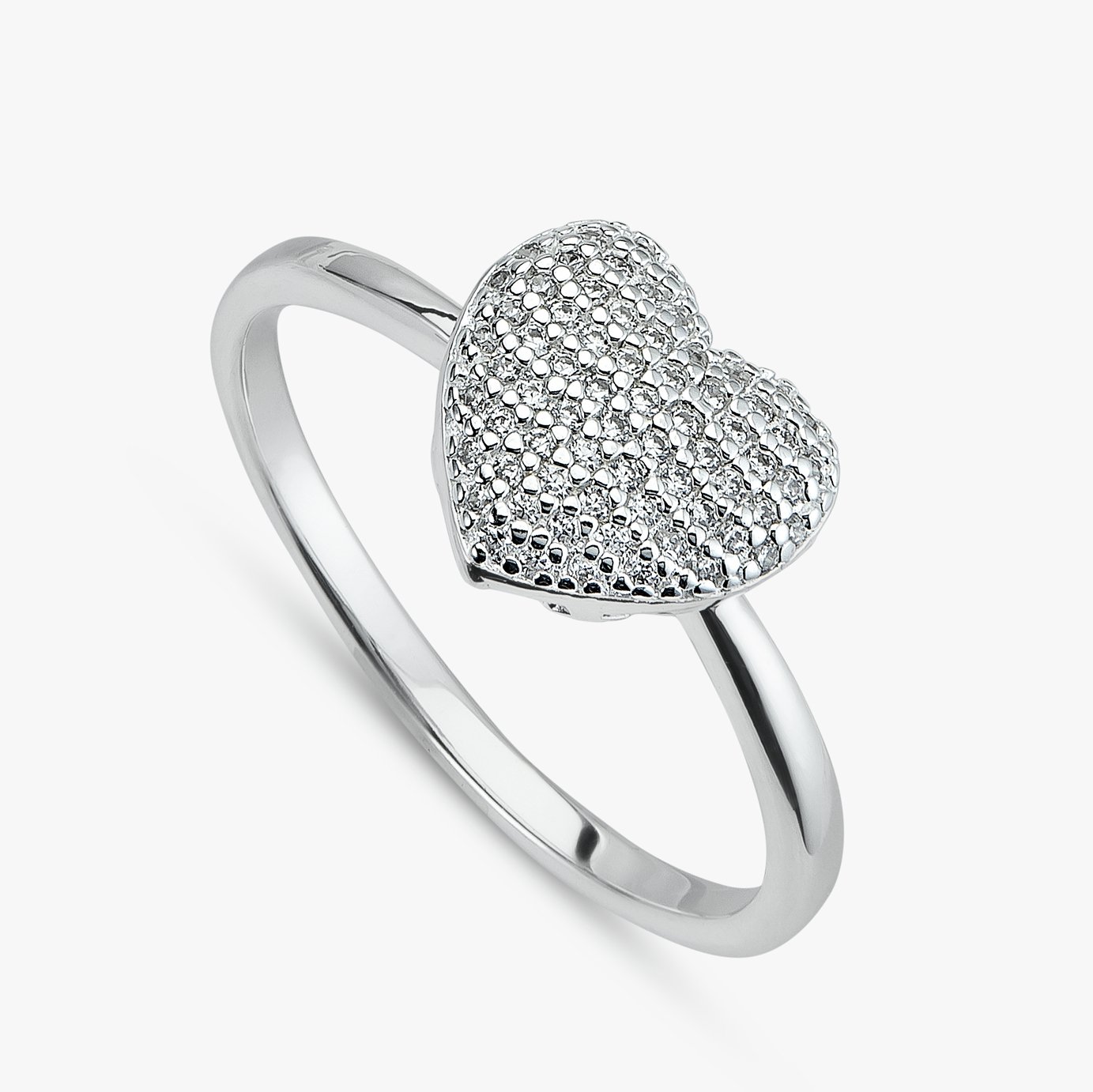 Revere Sterling Silver Cubic Zirconia Pave Heart Ring- Small
