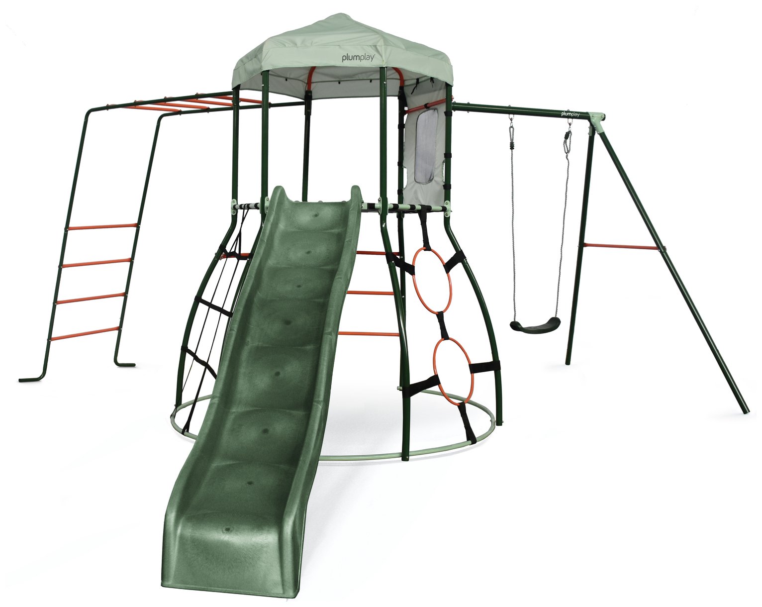 Plum Metal Climbing Dome with Slide, Swing & Monkey Bars