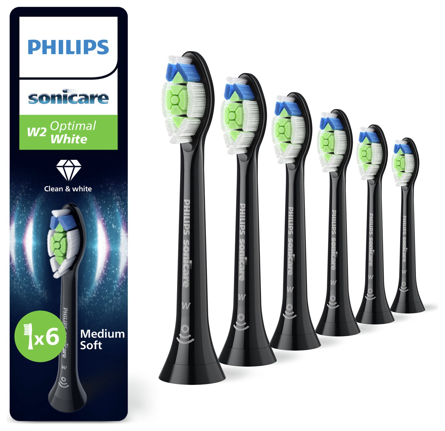 Philips Sonicare Optimal White Toothbrush Heads Black 6 Pack