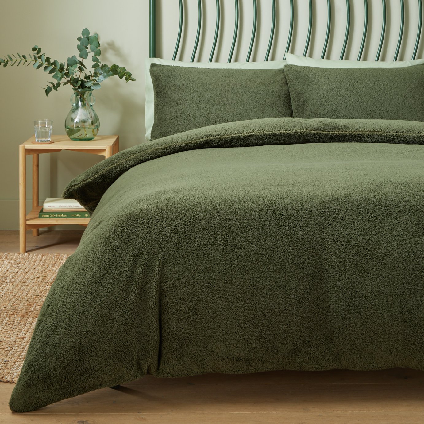 Argos Home Fleece Green Bedding Set - Superking