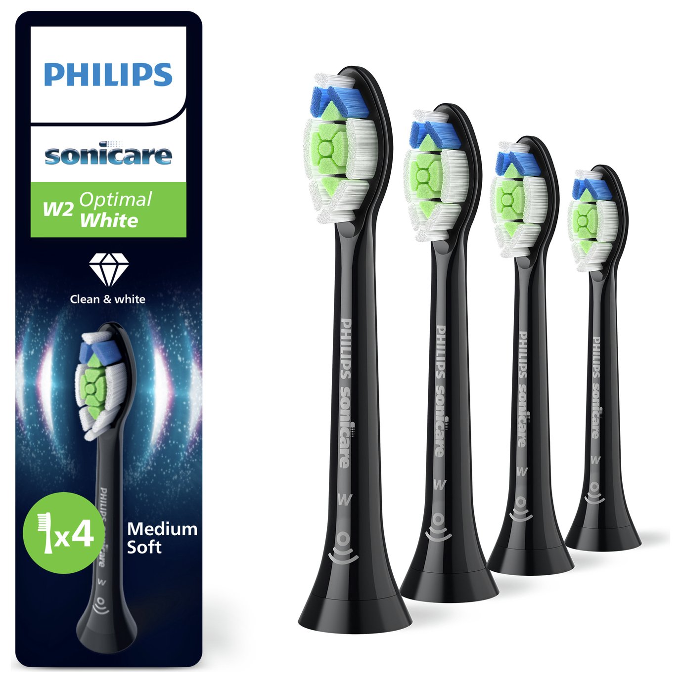 Philips Sonicare Optimal White Toothbrush Heads Black 4 Pack