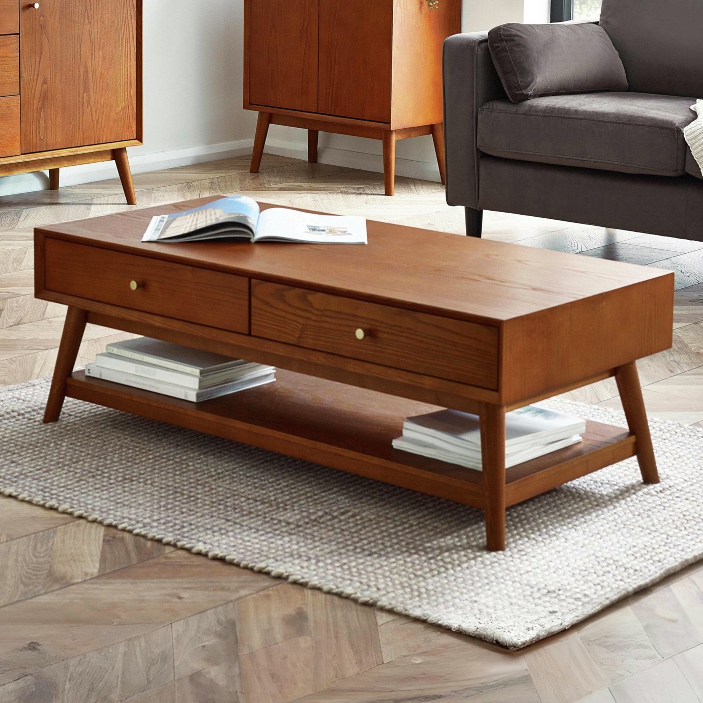 Julian Bowen Lowry 4 Drawer Coffee Table - Brown