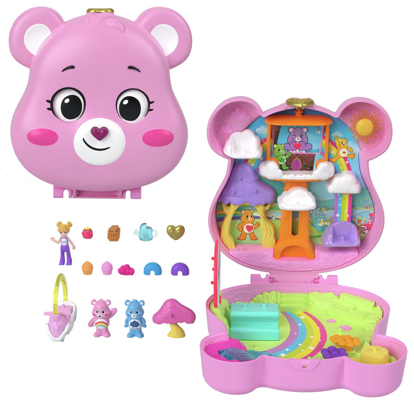 Polly Pocket x Care Bears Dolls & Playset with Toy Car 