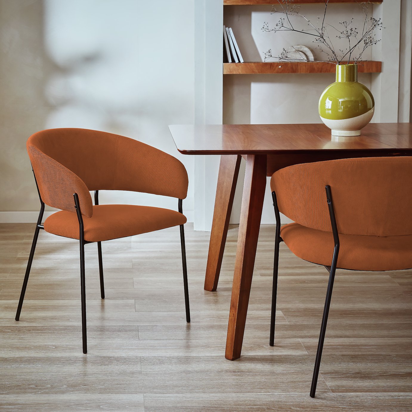 Habitat Sawyer Pair of Fabric Dinner Chair - Orange