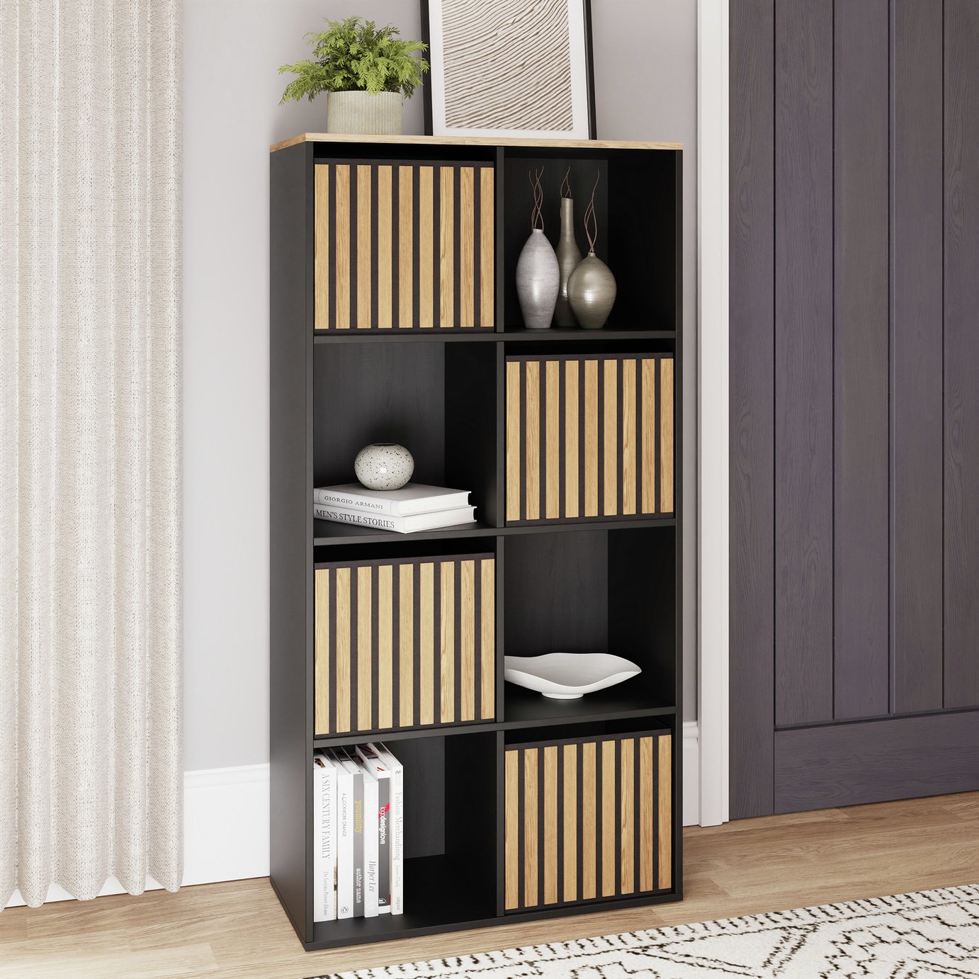 GFW Kube 8 Cube Storage Unit - Black & Oak