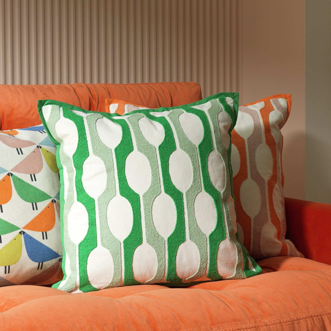 Habitat x Scion Billow Cushion - Green - 43x43cm