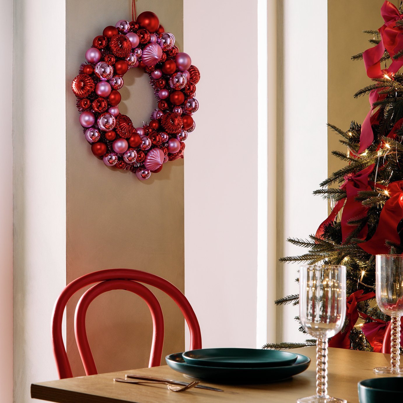 Habitat Multicolour Bauble Christmas Wreath 