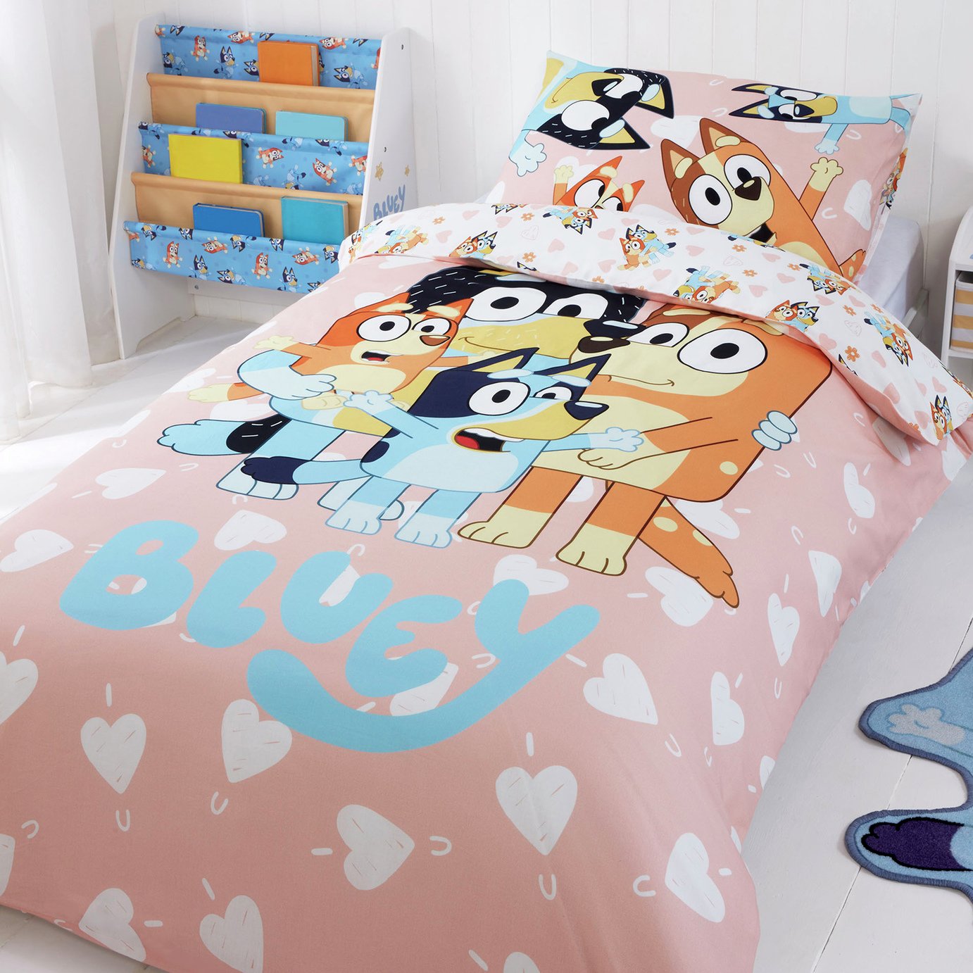 Bluey Cotton Hearts Pink Kids Bedding Set