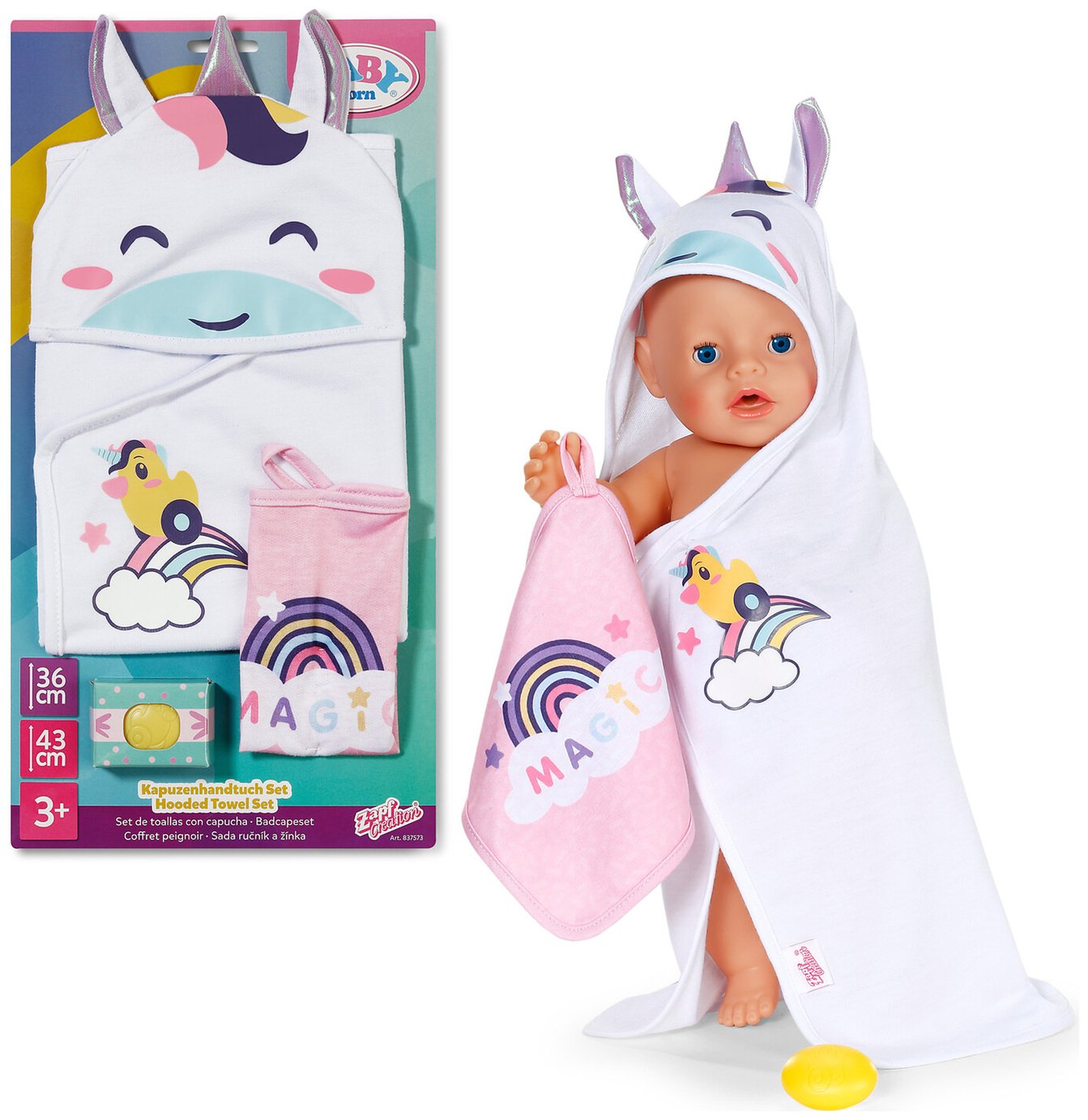 Baby Born Unicorn Hooded Towel Set