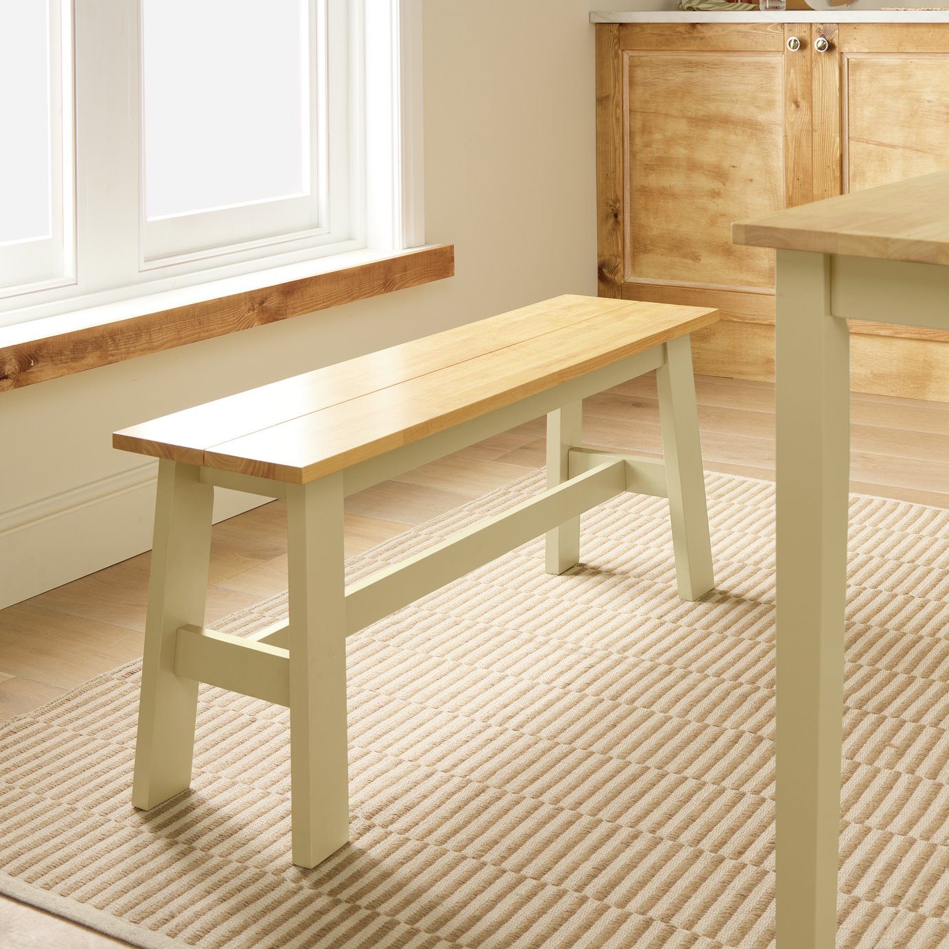 Argos Home Chicago Solid Wood Dining Bench - Cream