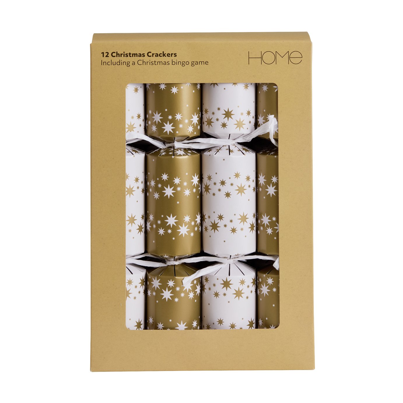 Argos Home Pack of 12 Gold Star Cube Christmas Cracker
