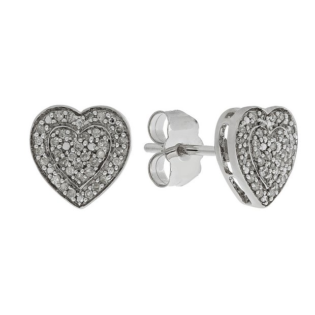 Heart Shape Diamond Stud Earrings, Platinum & White Gold