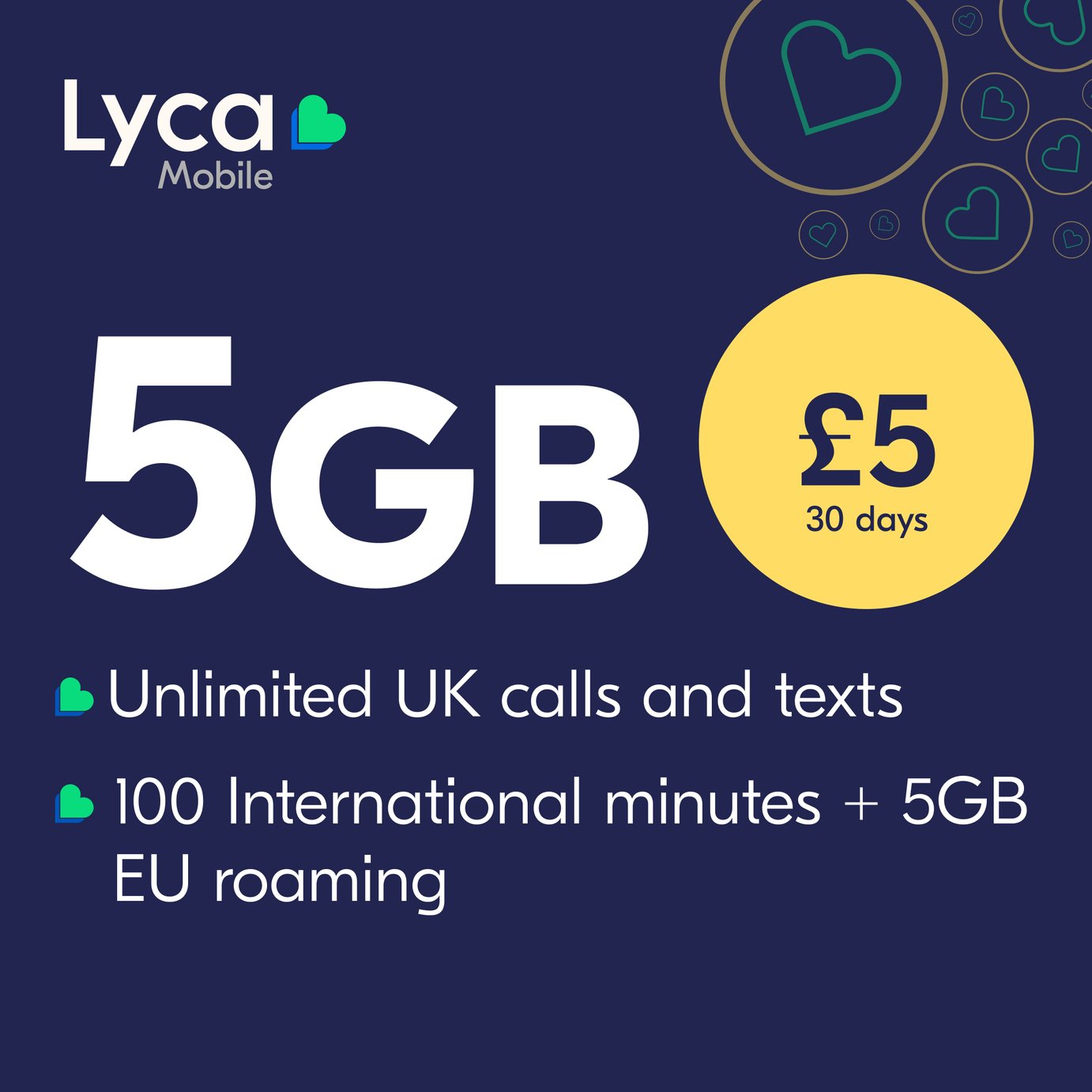 Lyca Mobile 5GB Pay As You Go SIM Card
