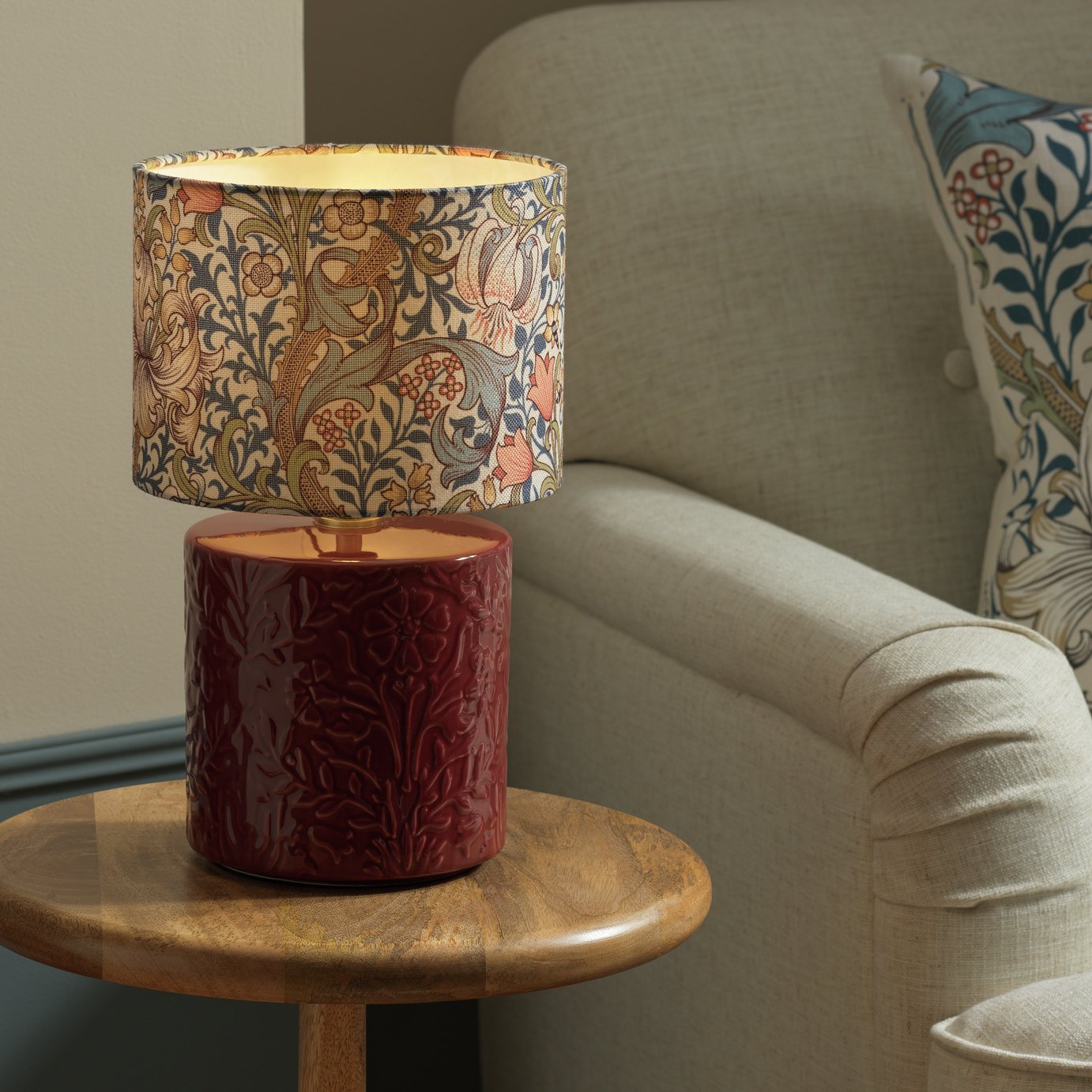 Habitat x Morris & Co. Golden Lily Ceramic Table Lamp- Berry