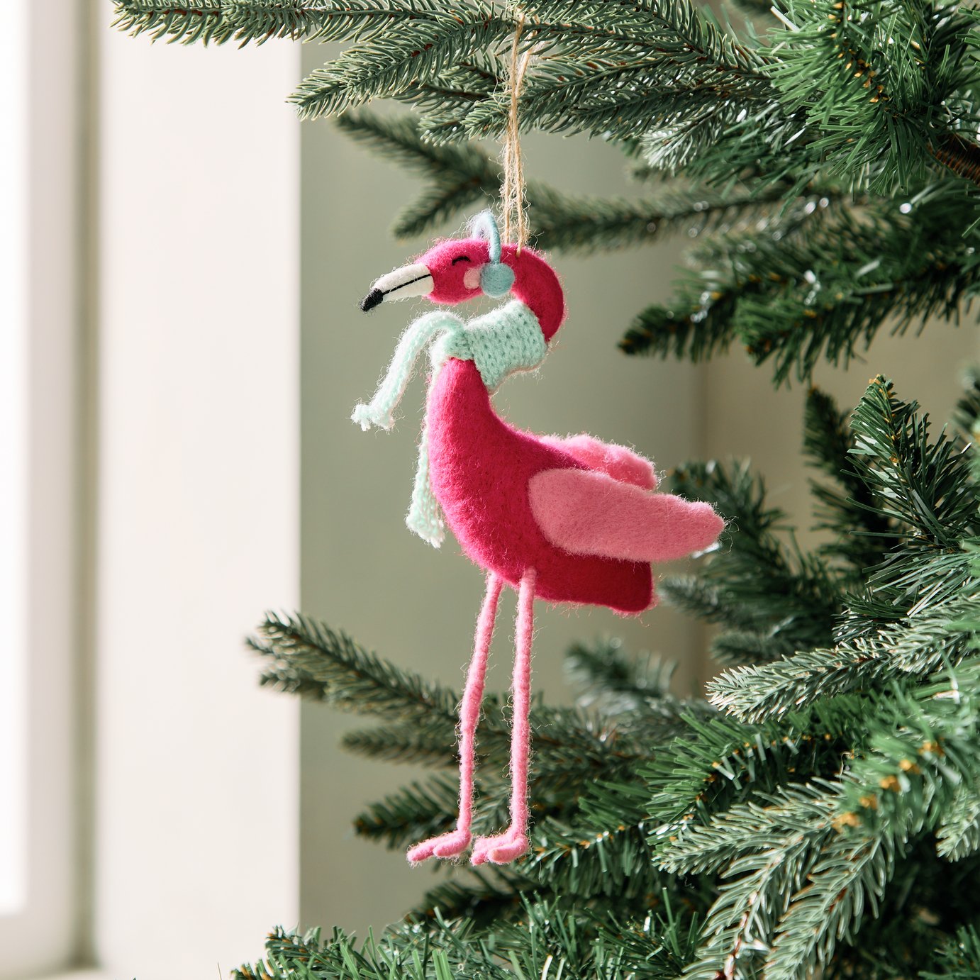 Habitat Single Breezy Flamingo Christmas Hanging Decoration