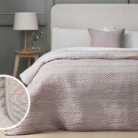 Argos Home Herringbone Quilted Bedspread - Blush - 200x220cm