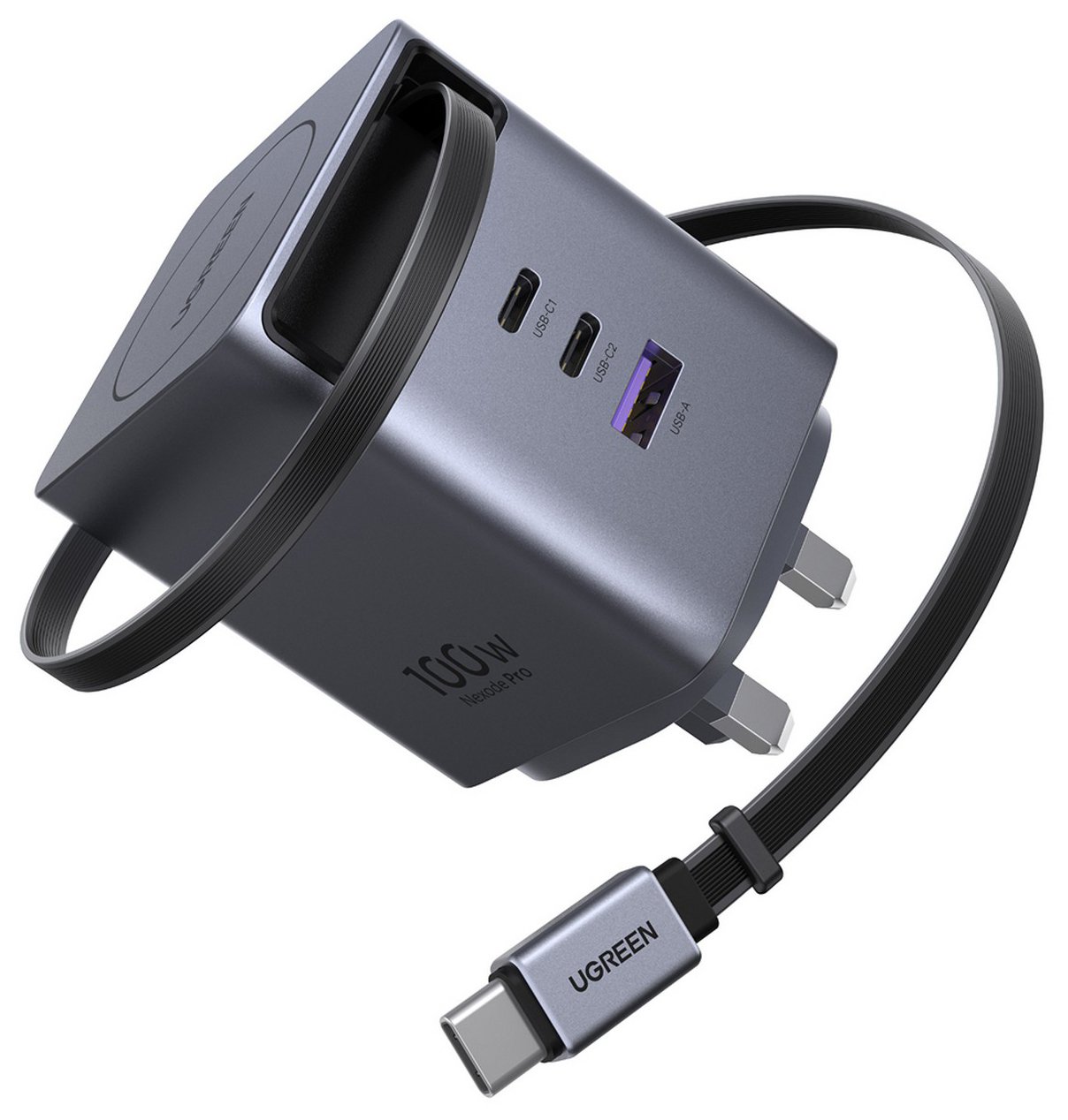UGREEN Nexode Pro 100W Charger with USB-C Retractable Cable