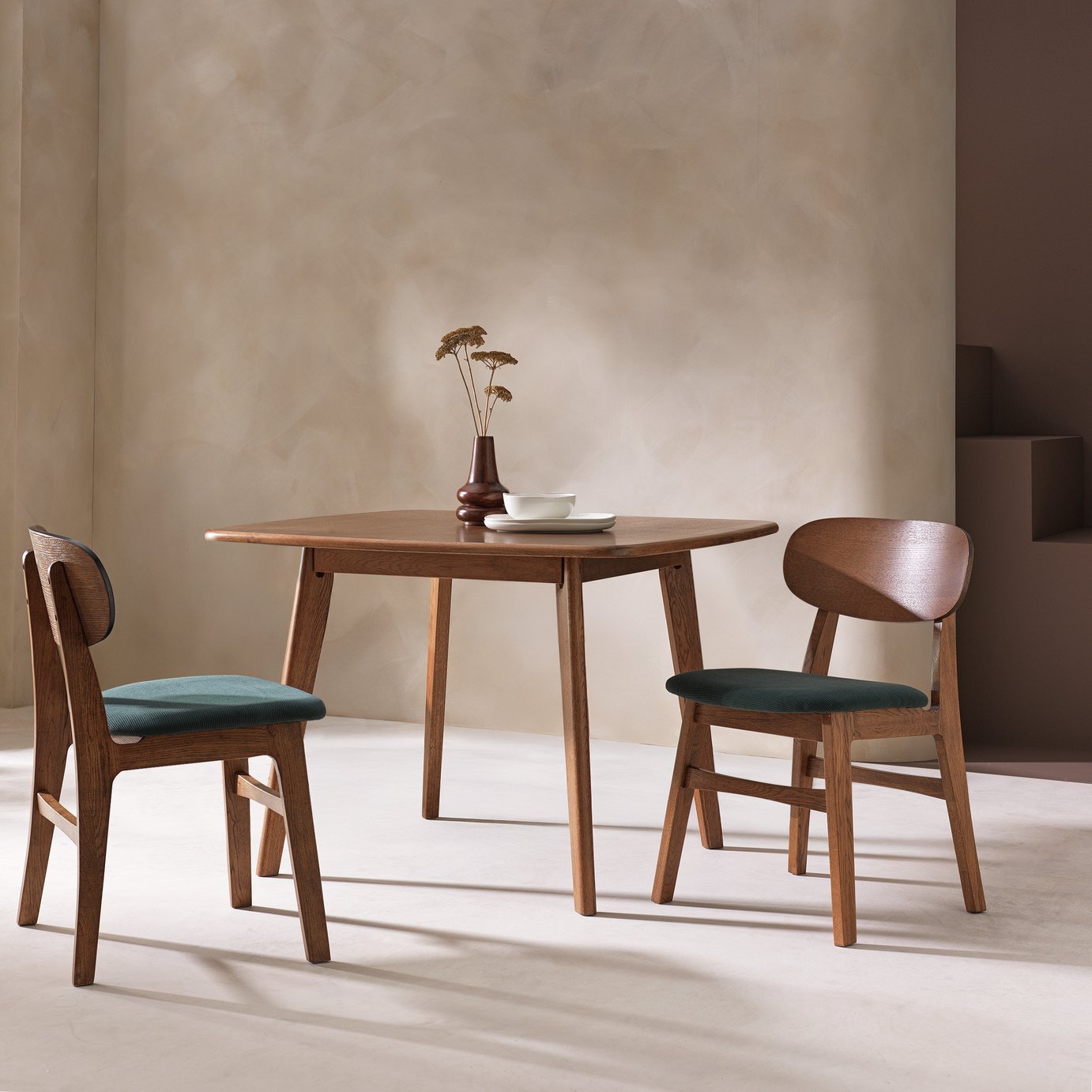 Habitat x Scion Esala Pair of Fabric Dining Chairs - Walnut